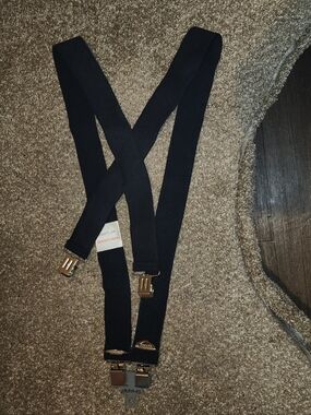 Sharp B&G New York Work  Black Elastic Suspenders with Silver Clips 46" L NWT